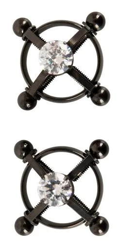 2 Edelstahl-Nippelklemmen Mit Schmucksteinen