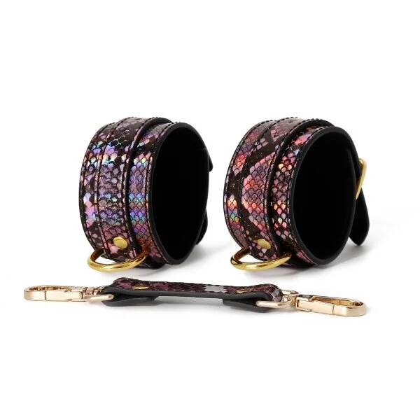 3-teiliges BDSM-Set Gold/Rosa Reptil – Bild 5