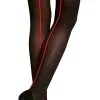 50 DEN Strumpfhose Mit Roter Ziernaht