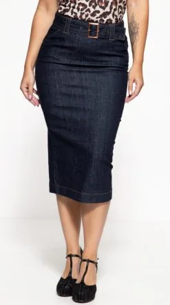 Queen Kerosin 50-Jahre Denim Bleistiftrock