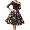 BELSIRA Besticktes Swingkleid Schwarz/Rosa