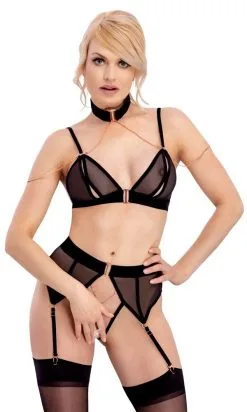 Abierta Fina BH Mit Halsband Und Straps-Slip Ouvert Im Set