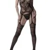 Grey Velvet Bodystocking In Sexy Strapsoptik