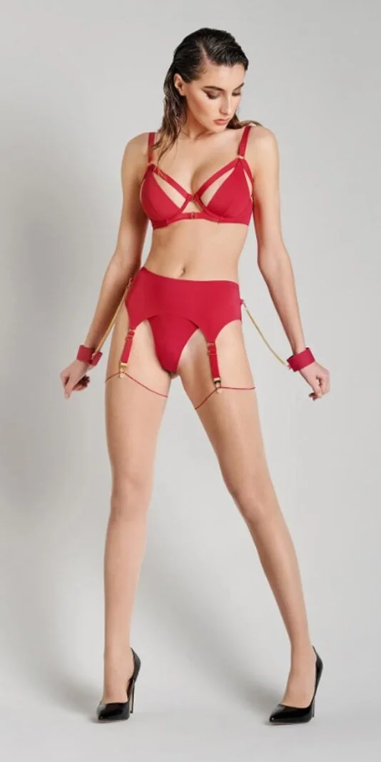 Maison Close Burlesque Nahtstrümpfe Haut/Rot – Bild 7