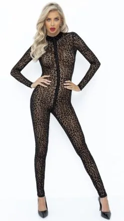 Noir Handmade Catsuit Im Leoparden-Look