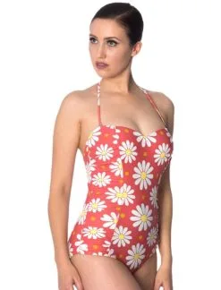 Banned Crazy Daisy Swimsuit Red
