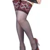 Glamory Deluxe 20 Halterlose Strümpfe Mit Spitze Schwarz/Rot