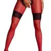 Amour Diva Ouvert Strumpfhose Mit Naht Rot/Schwarz