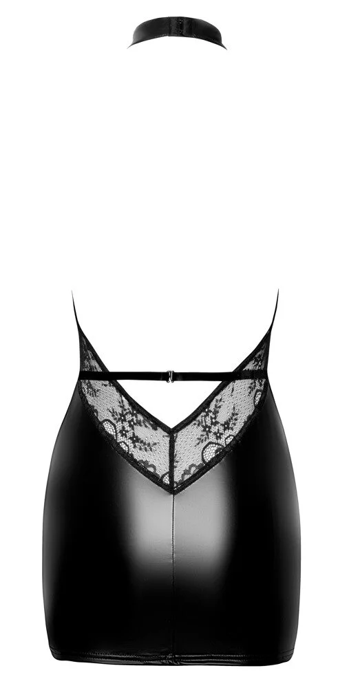 Noir Handmade Exklusives Kurzes Wetlook-Kleid – Bild 5