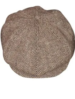 Fischgrat Schiebermütze Beige