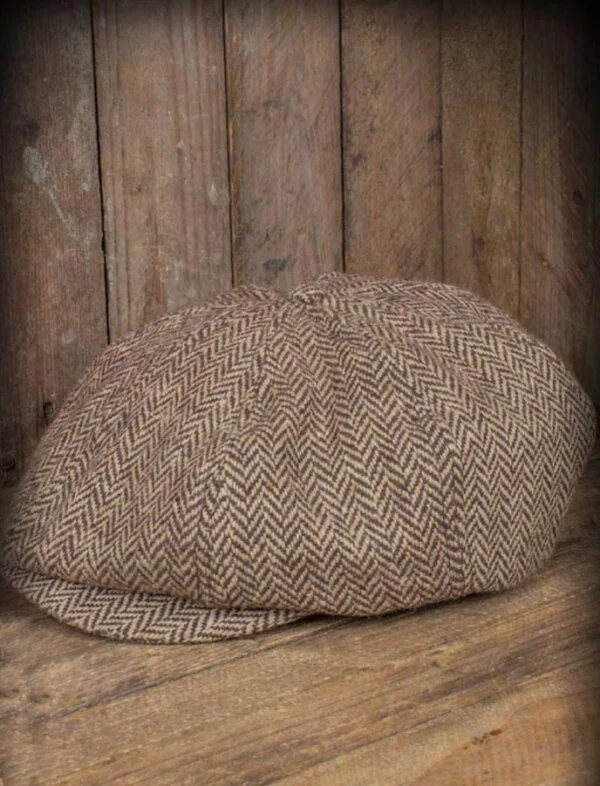 Fischgrat Schiebermütze Beige – Bild 2