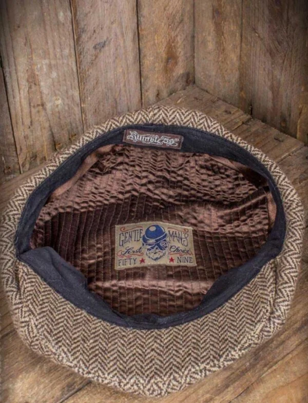 Fischgrat Schiebermütze Beige – Bild 3