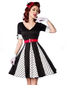 BELSIRA Godet Kleid Mit Schwarzen Punkten