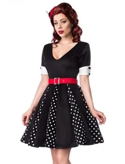 BELSIRA Godet Kleid Mit Weißen Punkten