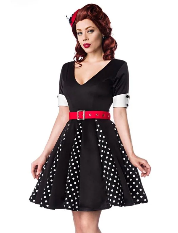 BELSIRA Godet Kleid Mit Weißen Punkten