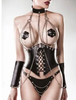 Grey Velvet Corsagen-Set Kunstleder