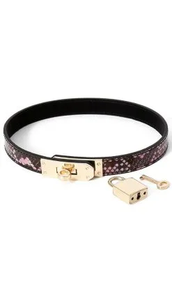 Halsband Gold/Rosa Reptil