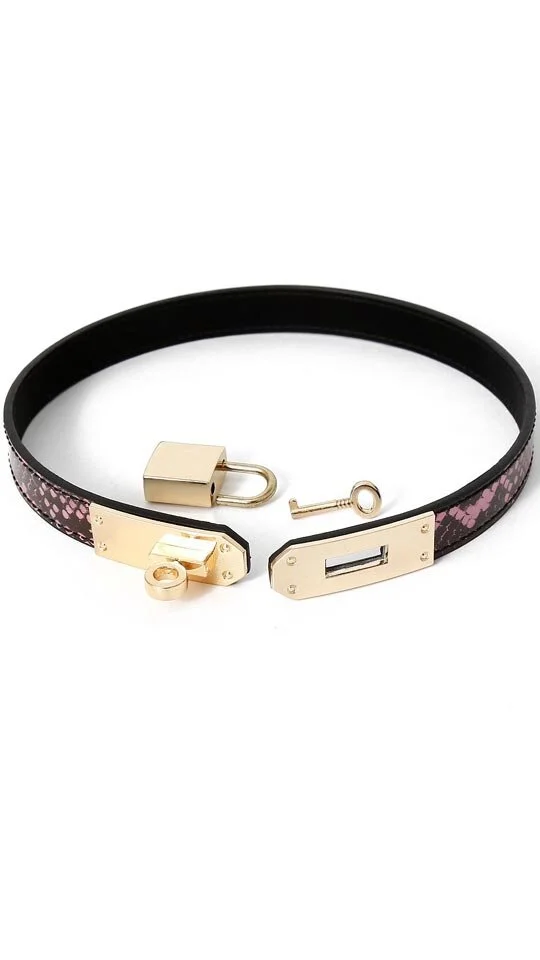 Halsband Gold/Rosa Reptil – Bild 2