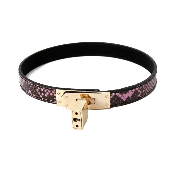 Halsband Gold/Rosa Reptil – Bild 6