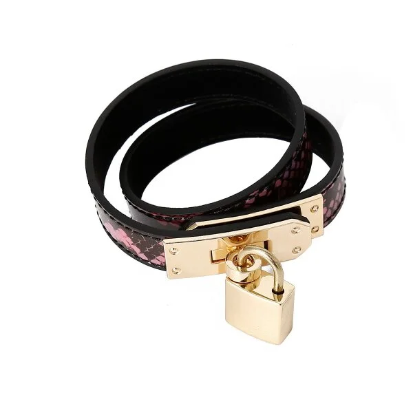 Halsband Gold/Rosa Reptil – Bild 9