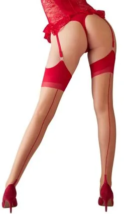 Hautfarbene Nylons Mit Roter Ziernaht