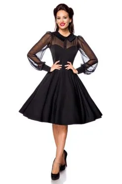 BELSIRA Hochgeschlossenes Vintage-Kleid Schwarz