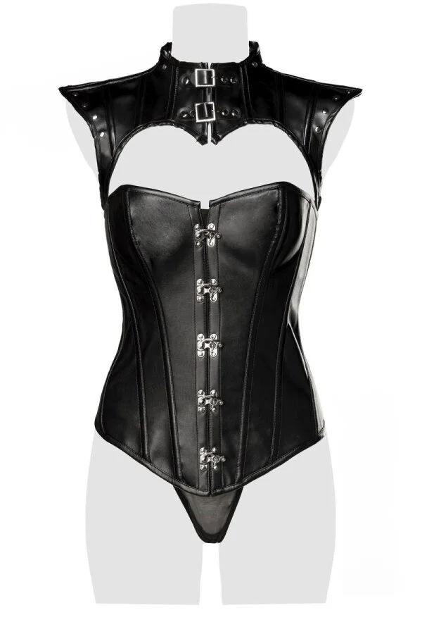 Grey Velvet Kunstleder-Corsage Mit Schulterteil – Bild 4