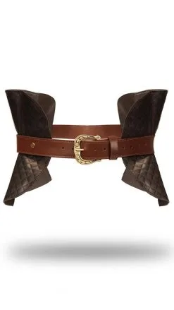 Liebe Seele Leder-Korsett Schwarz-Braun-Gold