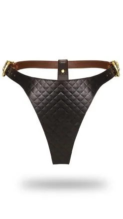 Liebe Seele Leder-String Schwarz-Braun-Gold