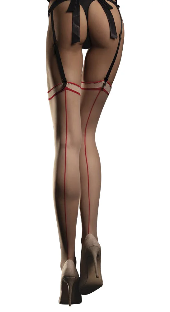 Fiore Madame 20 Retronylons Haut Mit Roter Naht