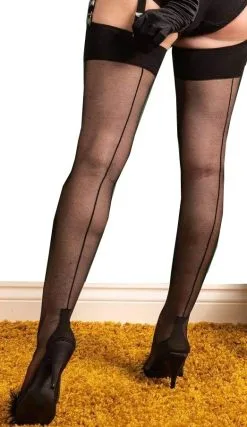 What Katie Did Nahtnylons Cuban-Heel Mit Schwarzer Naht