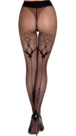 Nahtstrumpfhose Mit Stickerei