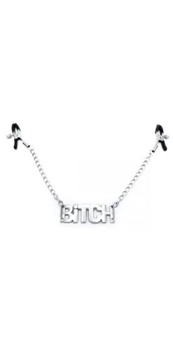 Nippelklammern Mit Metallkette Und Schriftzug: Bitch