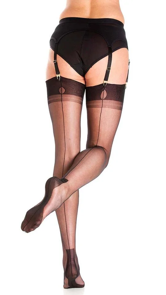 Gio Stockings Nylons Havana-Heel Schwarz – Bild 3
