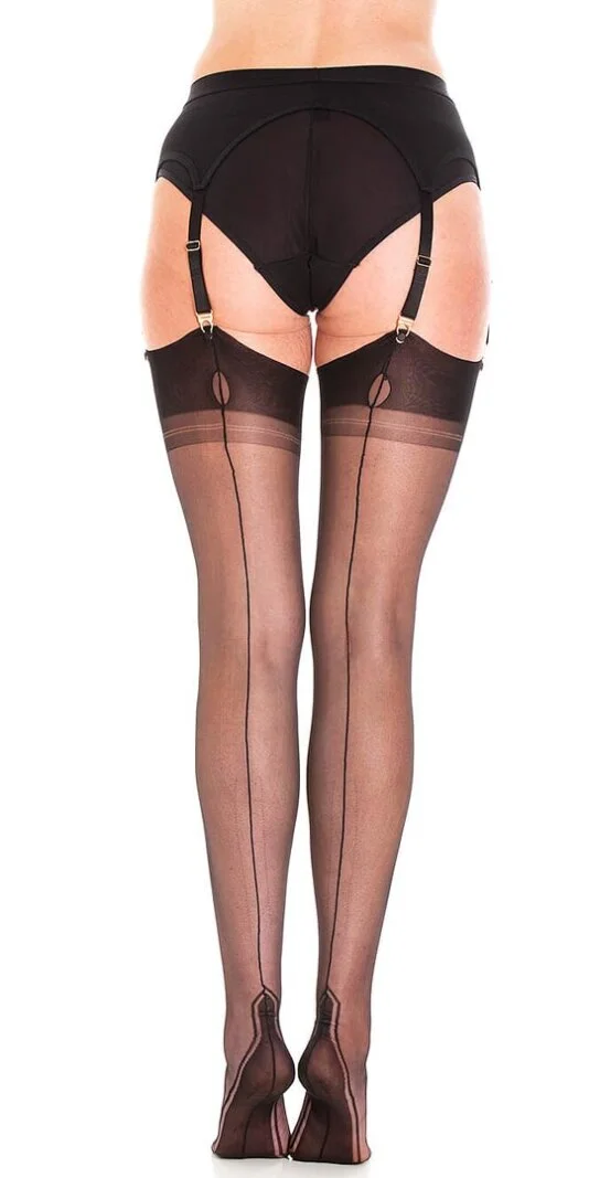 Gio Stockings Nylons Manhattan Outline Heel Schwarz