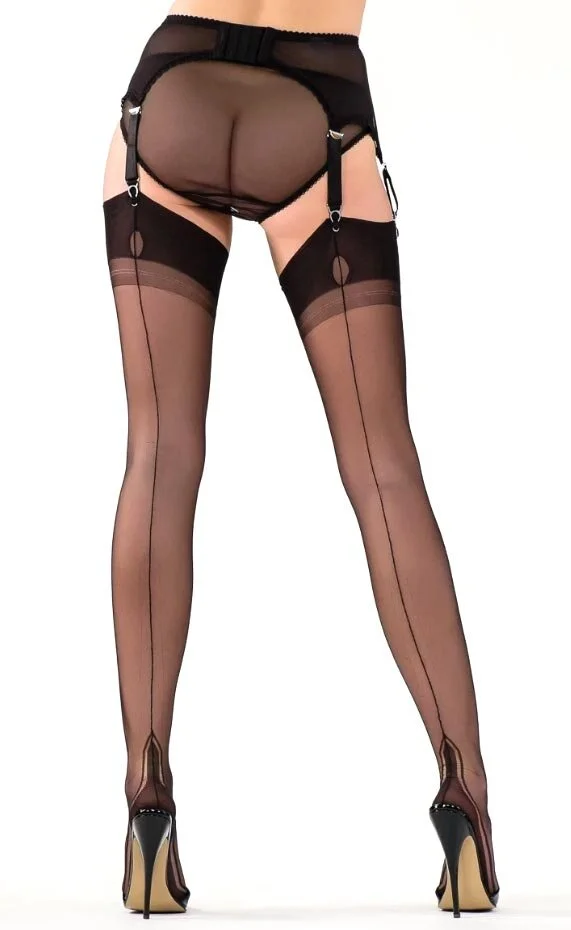 Gio Stockings Nylons Manhattan Outline Heel Schwarz – Bild 3