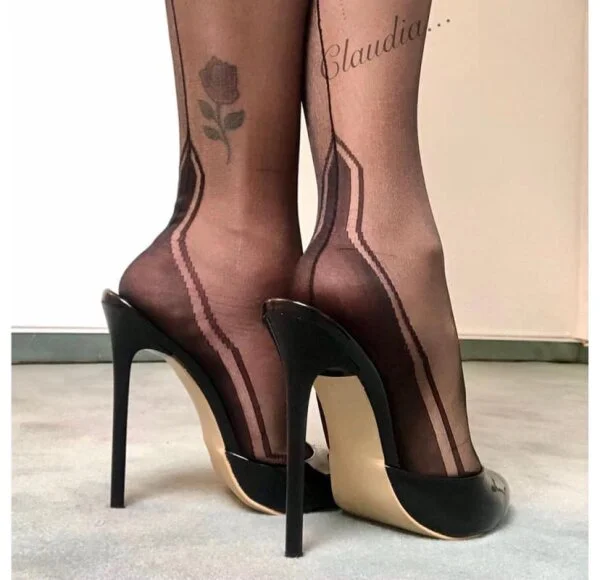 Gio Stockings Nylons Manhattan Outline Heel Schwarz – Bild 5