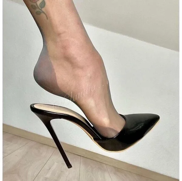 Gio Stockings Nylons Pointed Heel Zinngrau – Bild 5