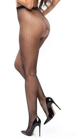 Miss O Ouvert Netzstrumpfhose Mit Pünktchen