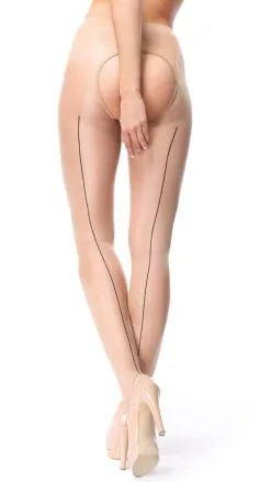 Miss O Ouvert-Strumpfhose Haut Mit Schwarzer Naht