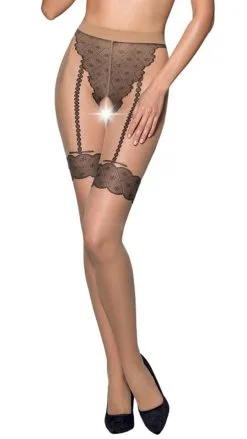 Passion Ouvert-Strumpfhose In Strapsoptik