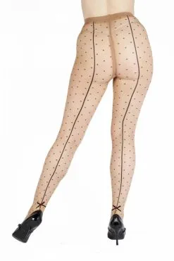 Polka Dot Strumpfhose Mit Schwarzer Naht