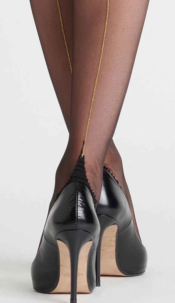 Maison Close Retro Nylons Schwarz Mit Goldener Naht – Bild 2