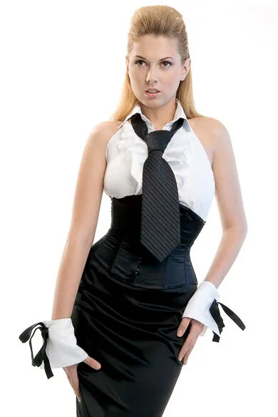 Revanche De La Femme Satin-Taillenkorsett Schwarz