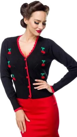 BELSIRA Strickjacke Mit Kirschenmotiv