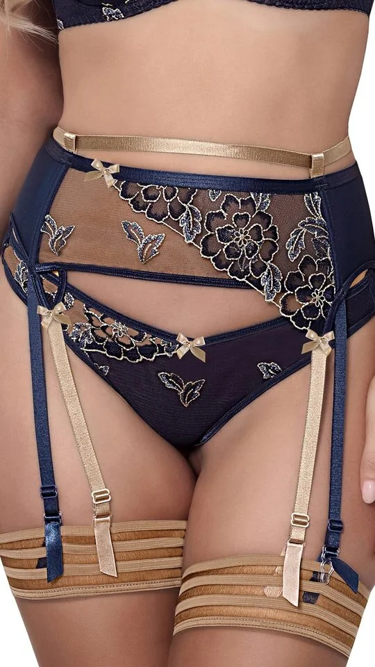 Axami Strumpfhalter Blau-Beige