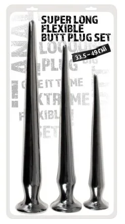 Super Long Flexible Butt-Plug-Set Schwarz