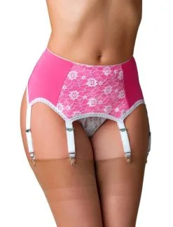 Vintage Hüfthalter Mit 6 Haltern Pink Weiss