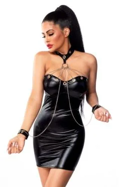 Saresia Wetlook-Kleid Mit Armfesseln
