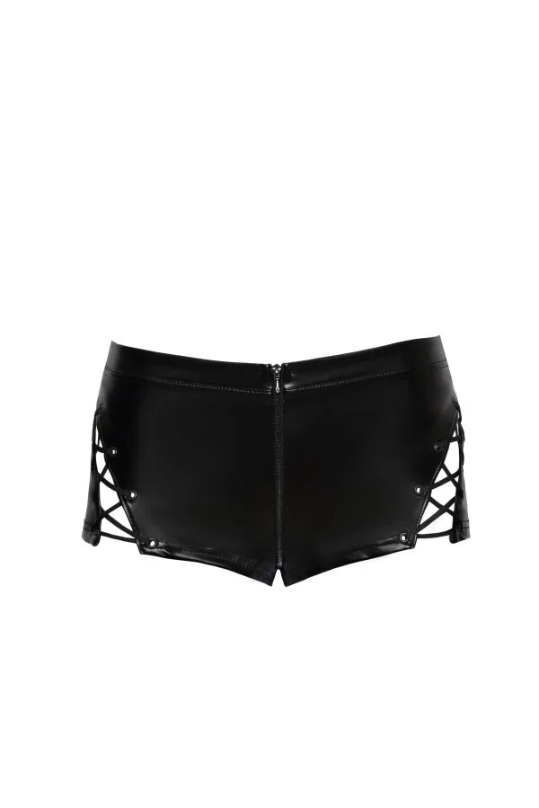 Noir Handmade Wetlook-Shorts Mit Schnürung – Bild 6